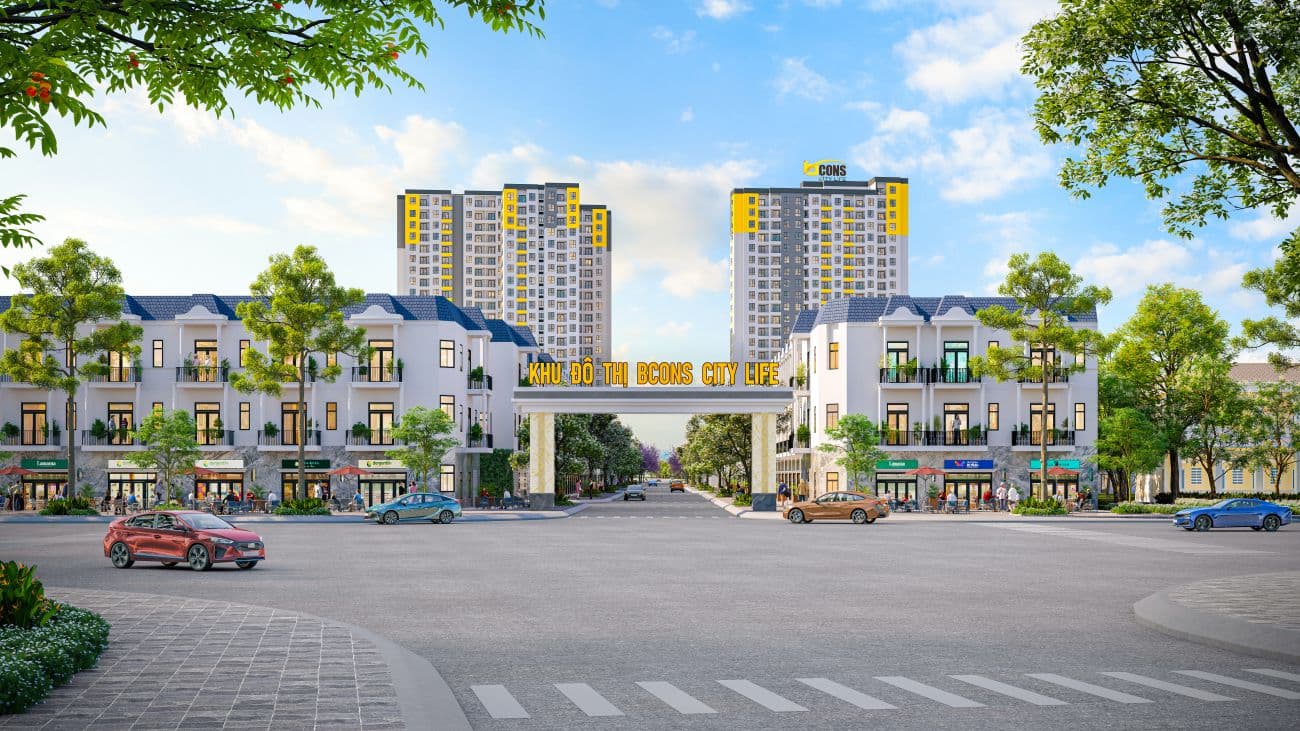 Phối cảnh cổng và trục thương mại Bcons City Life