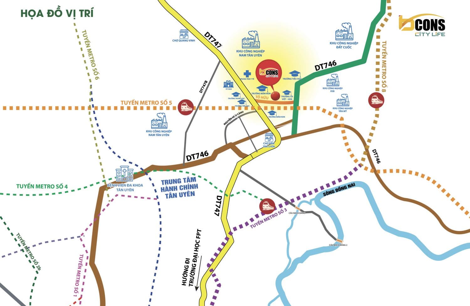 Họa đồ kết nối vị trí Bcons City Life
