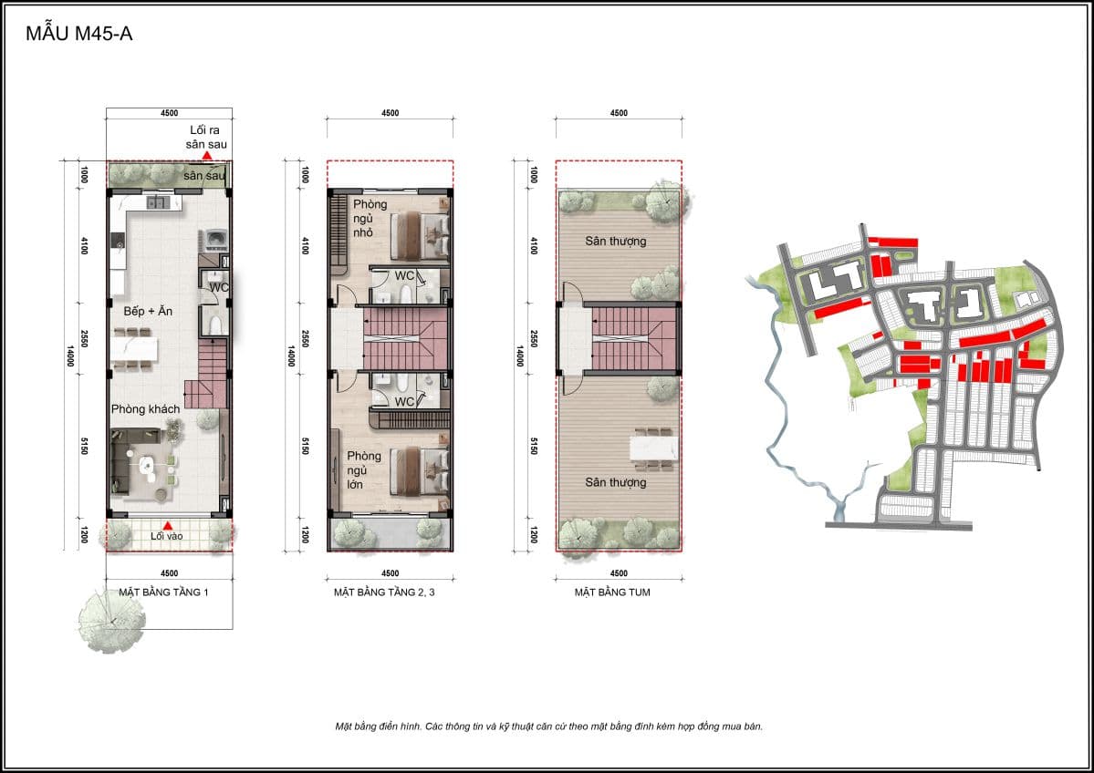 Mặt bằng tham khảo nhà phố tiêu chuẩn Bcons City Life